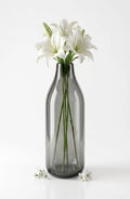 Bottle Glass Flower Vase – Grey (9.4")