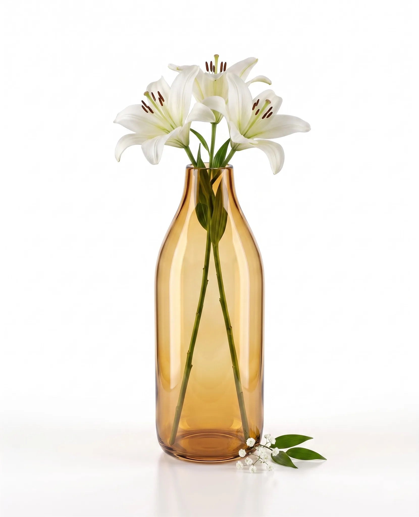 Bottle Glass Flower Vase – Gold (9.4")