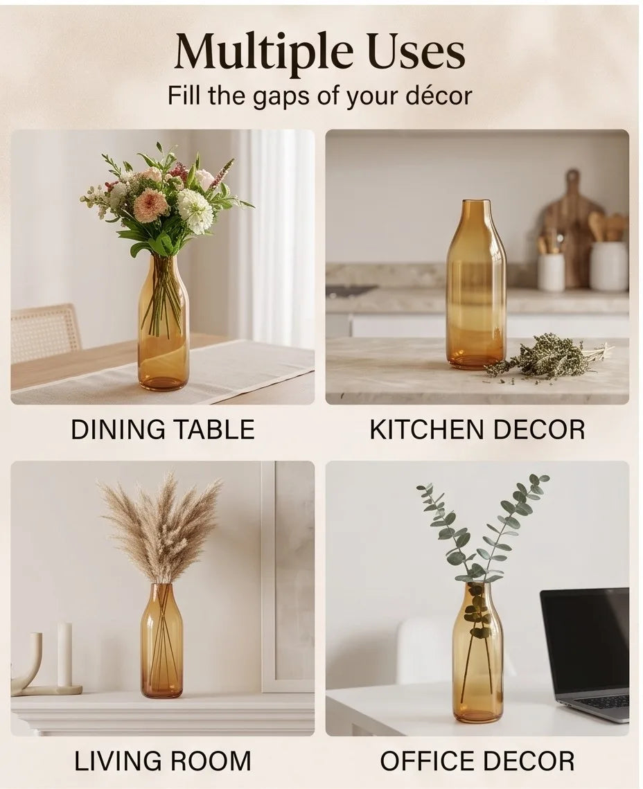Bottle Glass Flower Vase – Gold (9.4") - view 5