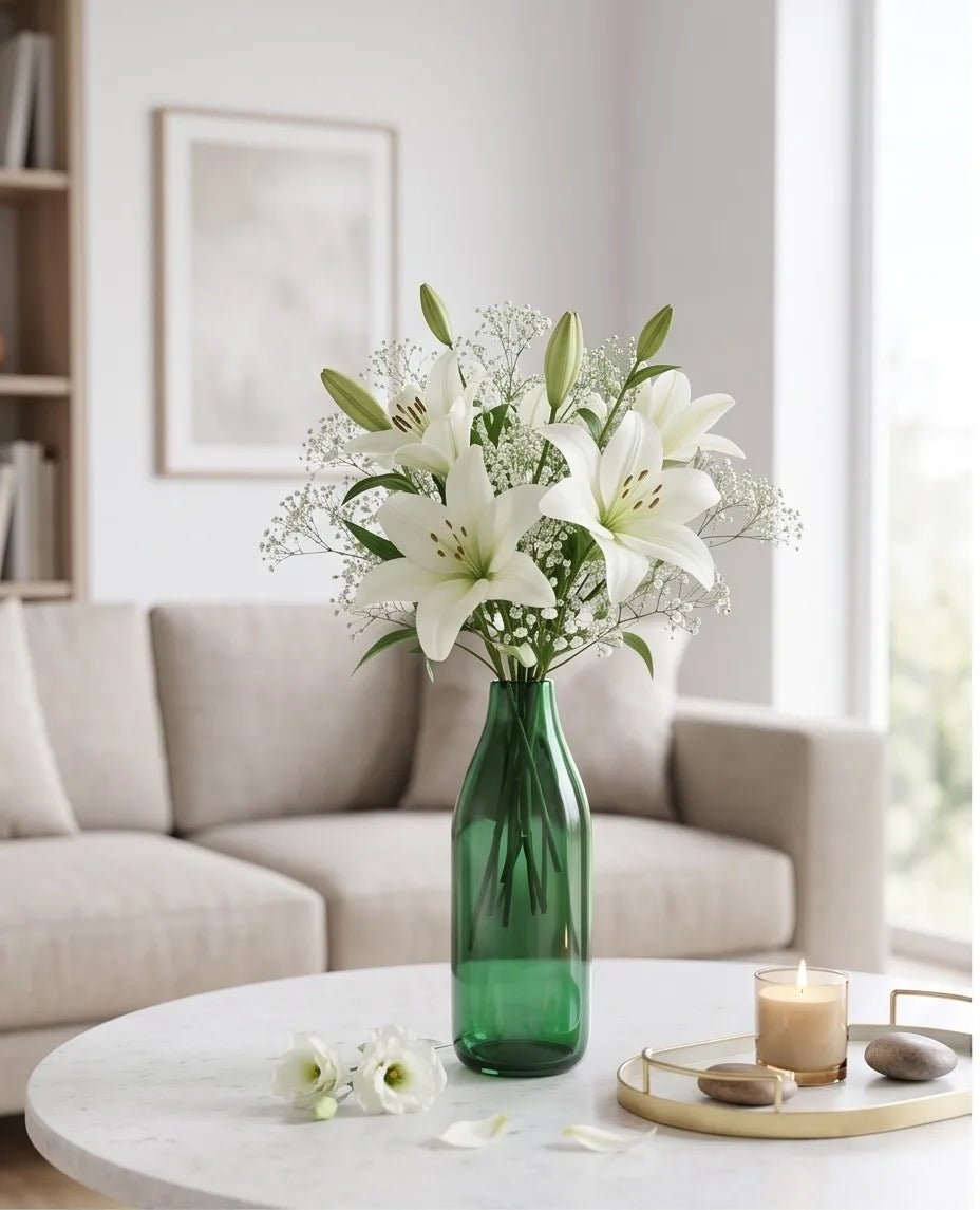 Bottle Glass Flower Vase – Green (9.4") - view 2