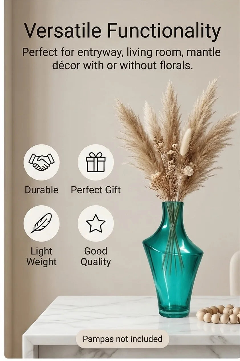 One Side Glass Flower Vase – Blue (12.2") - view 2