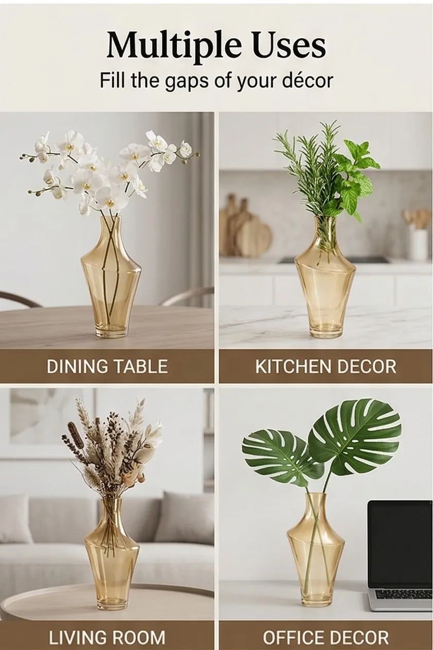 One Side Glass Flower Vase – Gold (12.2") - view 3