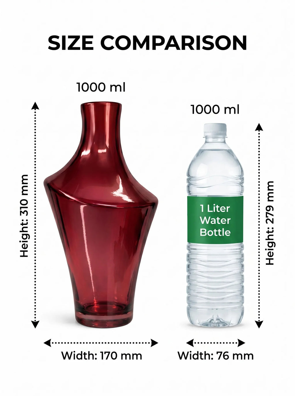 One Side Glass Flower Vase – Red (12.2") - view 4