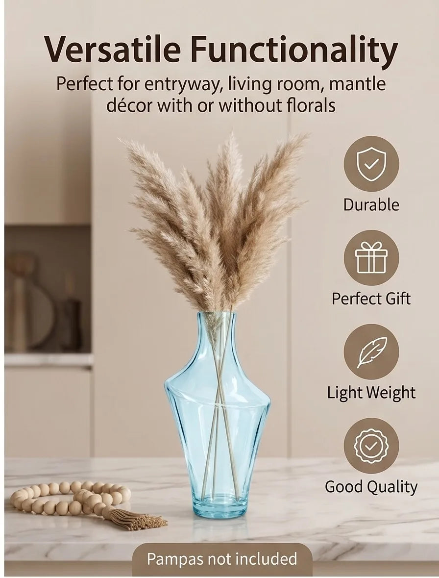 Antique Glass Flower Vase – Blue (12.2") - view 3