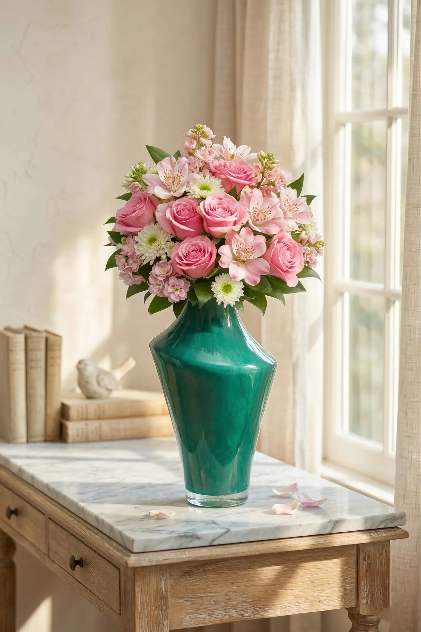 One Side Glass Flower Vase – Blue (12.2") - view 3