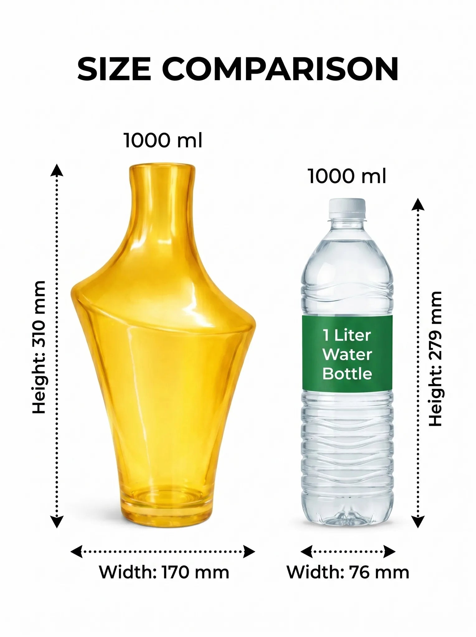 One Side Glass Flower Vase – Yellow (12.2") - view 4
