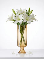 Pedestal Glass Flower Vase – Gold (8")