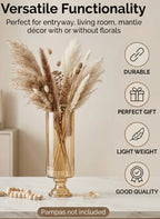 Pedestal Glass Flower Vase – Gold (8") - view 2