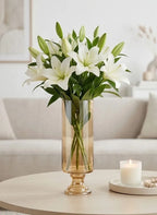 Pedestal Glass Flower Vase – Gold (8") - view 5