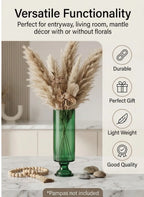 Pedestal Glass Flower Vase – Green (8") - view 2