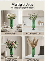 Pedestal Glass Flower Vase – Green (8") - view 3