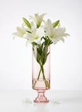 Pedestal Glass Flower Vase – Pink (8")