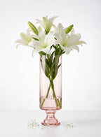 Pedestal Glass Flower Vase – Pink (8")