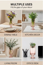 Pedestal Glass Flower Vase – Pink (8") - view 3