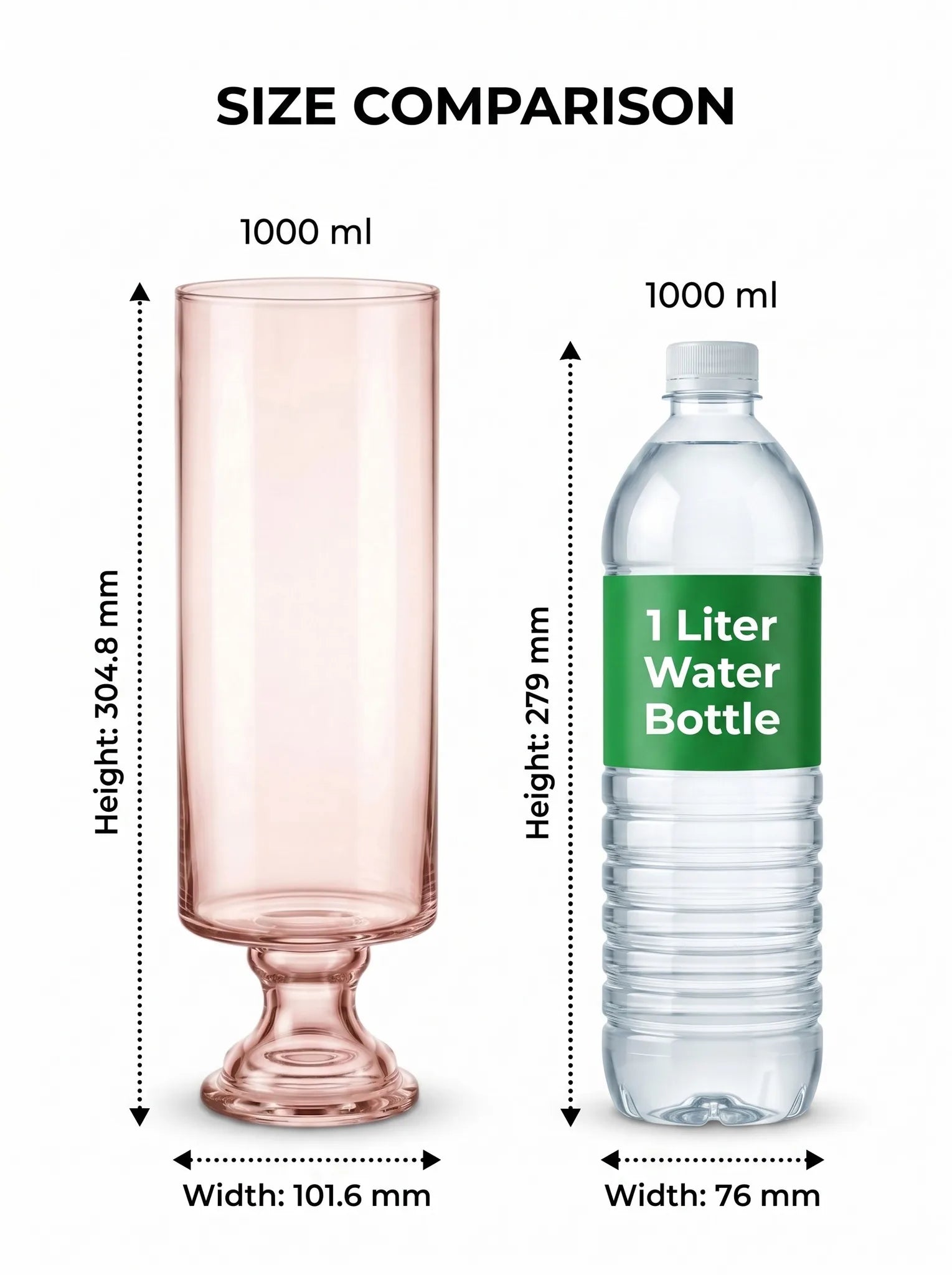 Pedestal Glass Flower Vase – Pink (8") - view 4