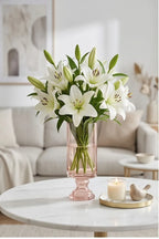 Pedestal Glass Flower Vase – Pink (8") - view 5