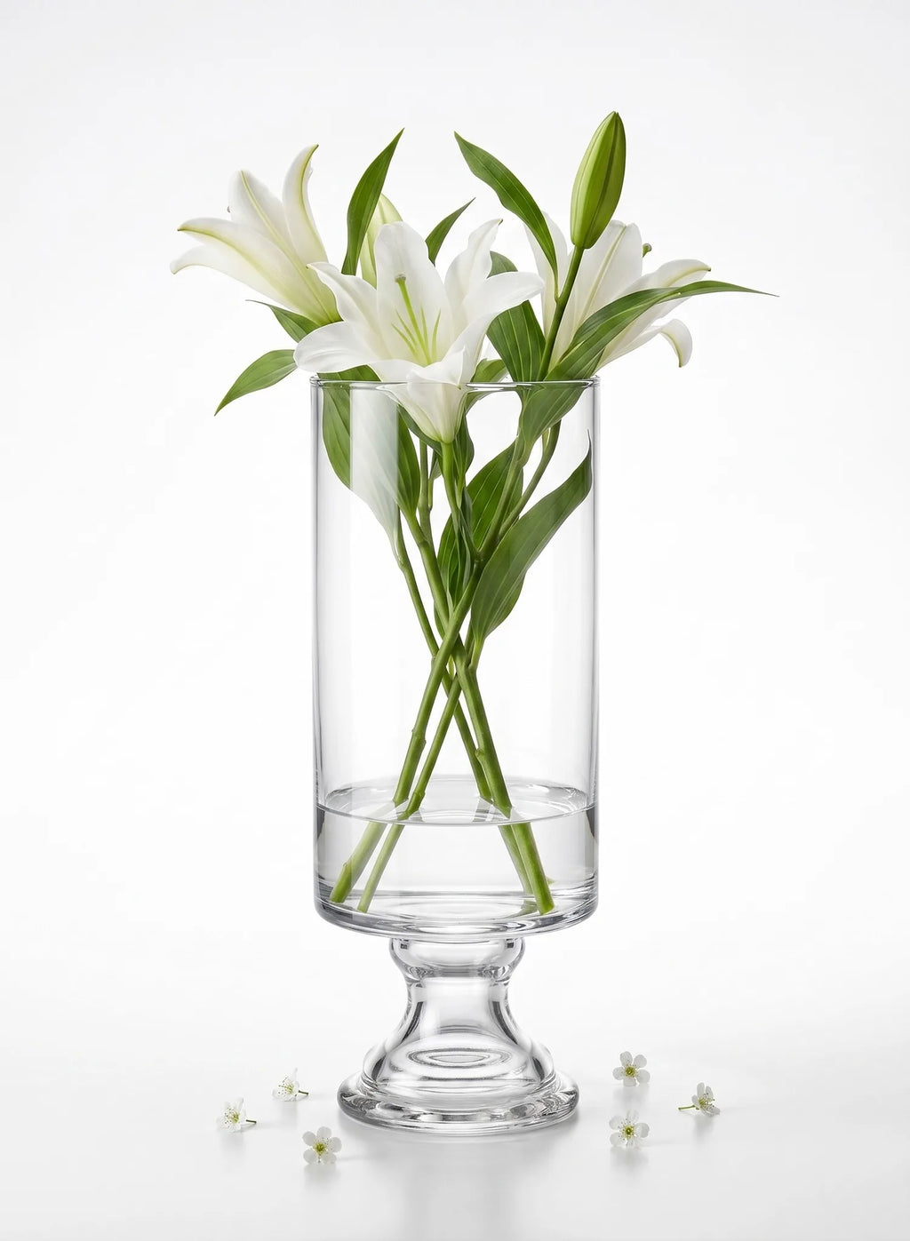 Pedestal Glass Flower Vase – Clear (8")