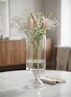 Pedestal Glass Flower Vase – Clear (8") - view 5