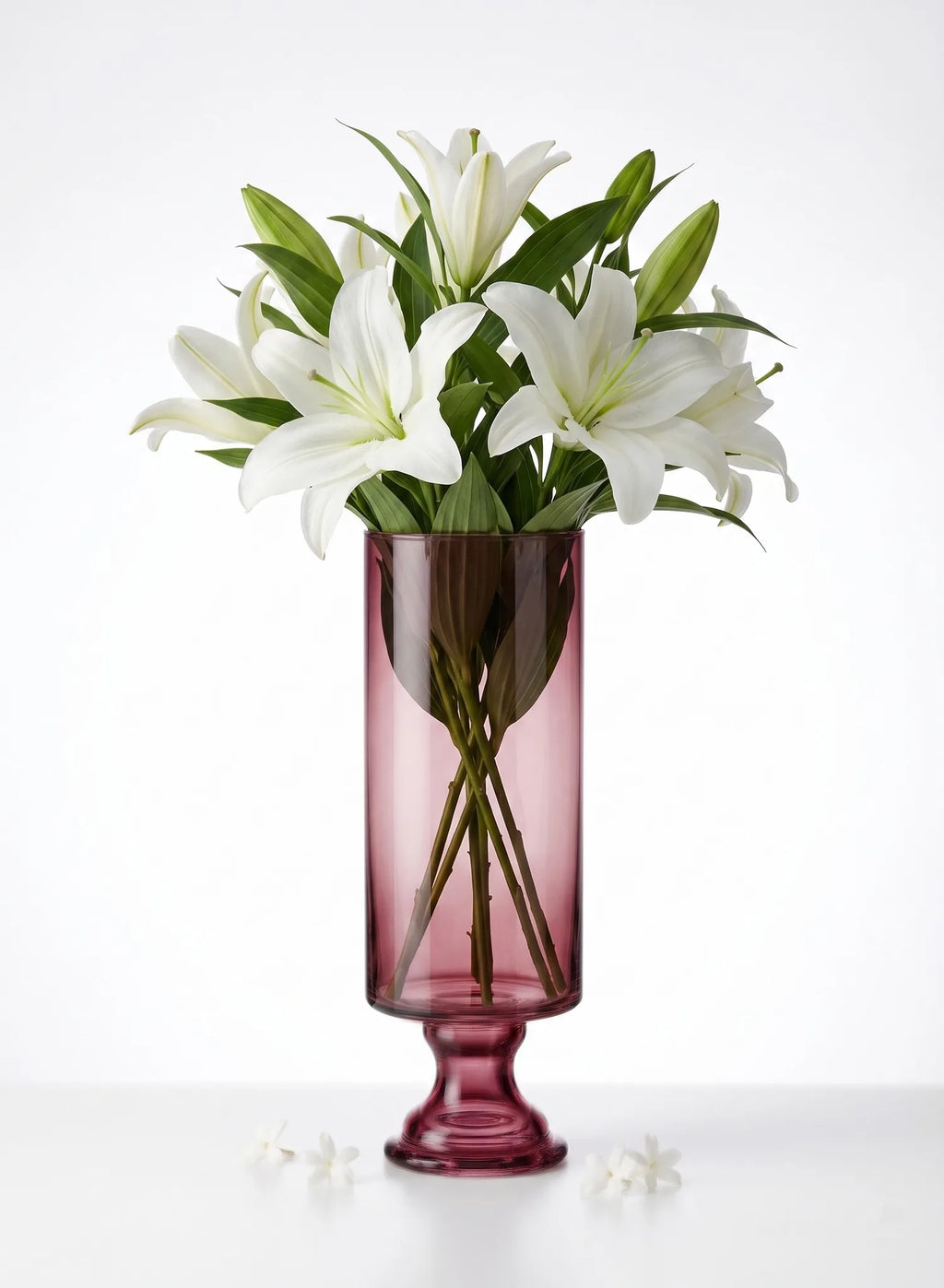 Pedestal Glass Flower Vase – Red (8")