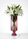 Pedestal Glass Flower Vase – Red (8")