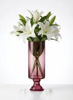 Pedestal Glass Flower Vase – Red (8")
