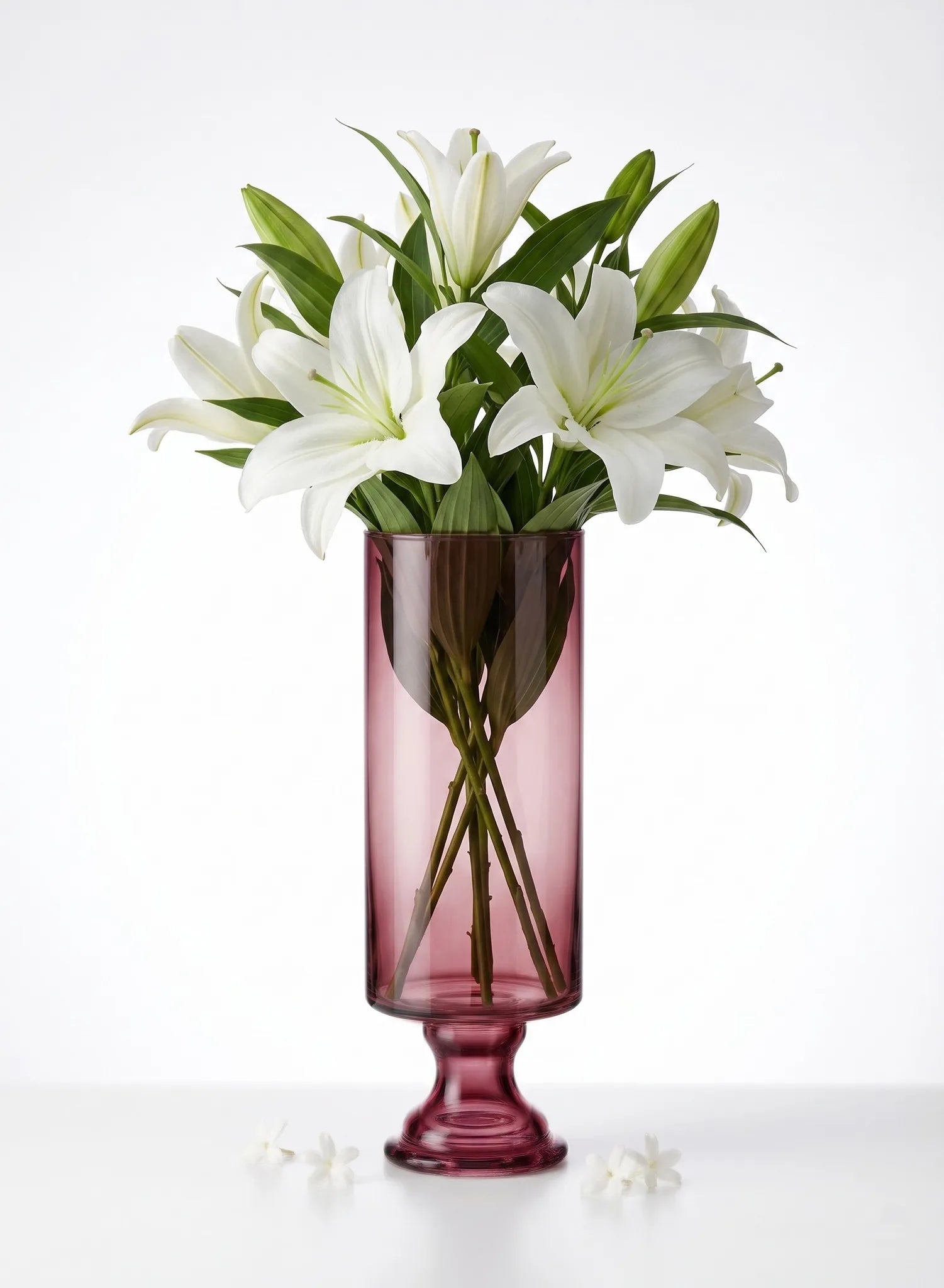 Pedestal Glass Flower Vase – Red (8")