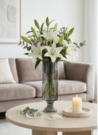 Pedestal Glass Flower Vase – Grey (8") - view 5