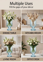 Pedestal Glass Flower Vase – Blue (8") - view 3