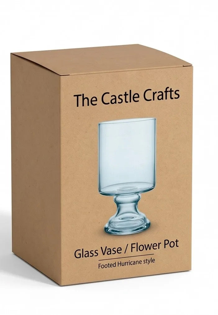 Pedestal Glass Flower Vase – Blue (8") - view 5