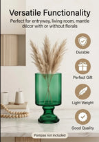 Pedestal Glass Flower Vase – Green (8") - view 2
