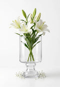 Pedestal Glass Flower Vase – Clear (8")