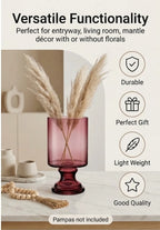 Pedestal Glass Flower Vase – Red (8") - view 2
