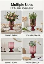 Pedestal Glass Flower Vase – Red (8") - view 3