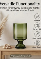 Pedestal Glass Flower Vase – Green (8") - view 2