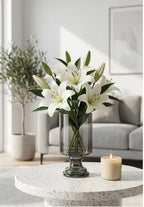 Pedestal Glass Flower Vase – Grey (8") - view 5
