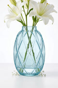 Pineapple Glass Flower Vase – Blue (8")