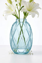 Pineapple Glass Flower Vase – Blue (8")