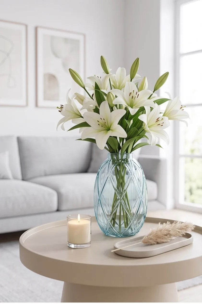 Pineapple Glass Flower Vase – Blue (8") - view 2