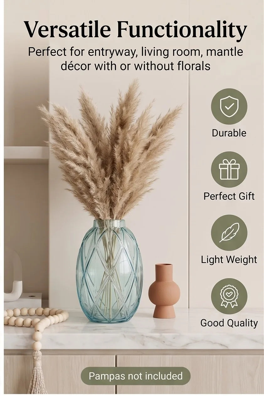 Pineapple Glass Flower Vase – Blue (8") - view 3