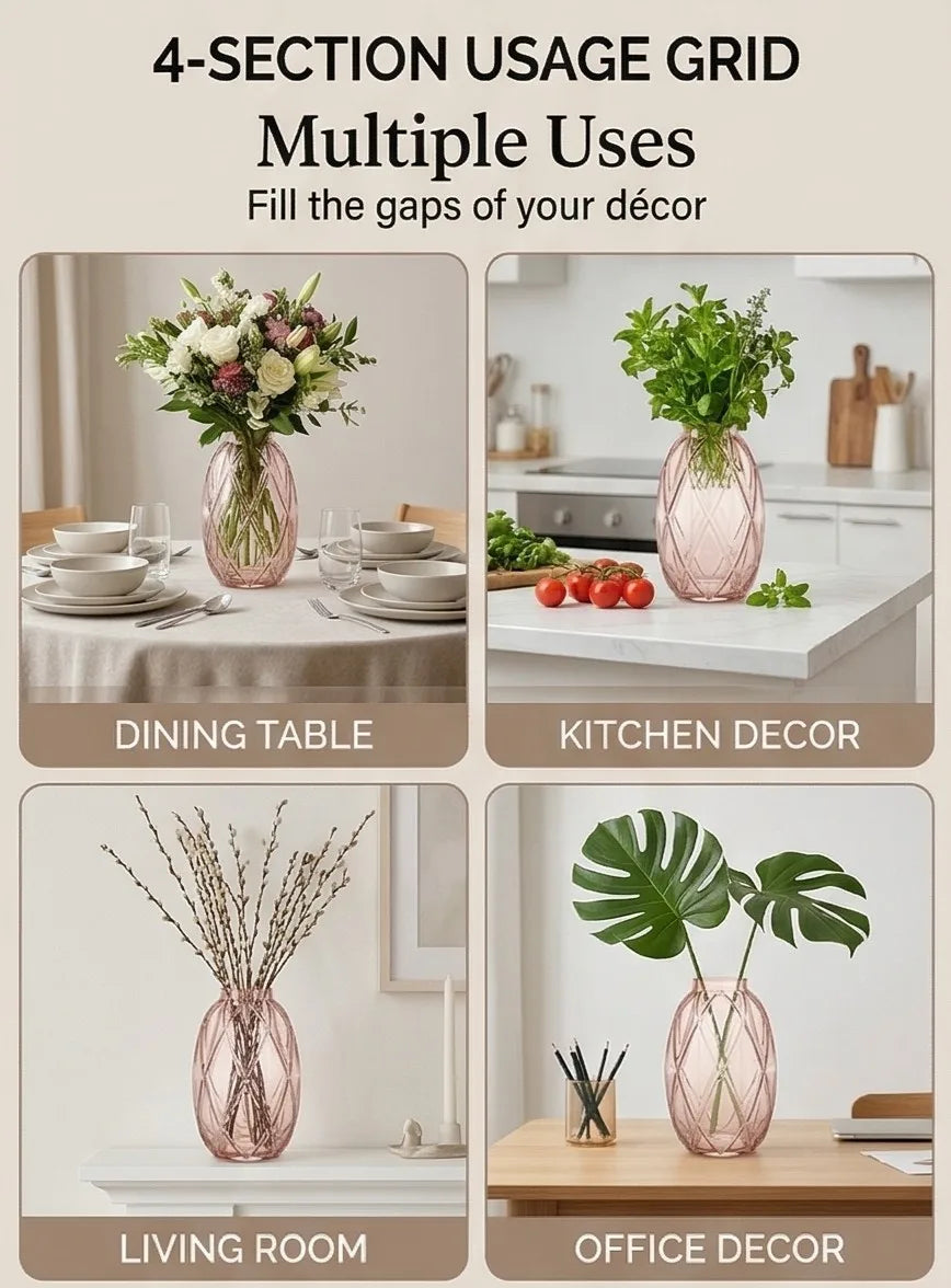Pineapple Glass Flower Vase – Pink (8") - view 3