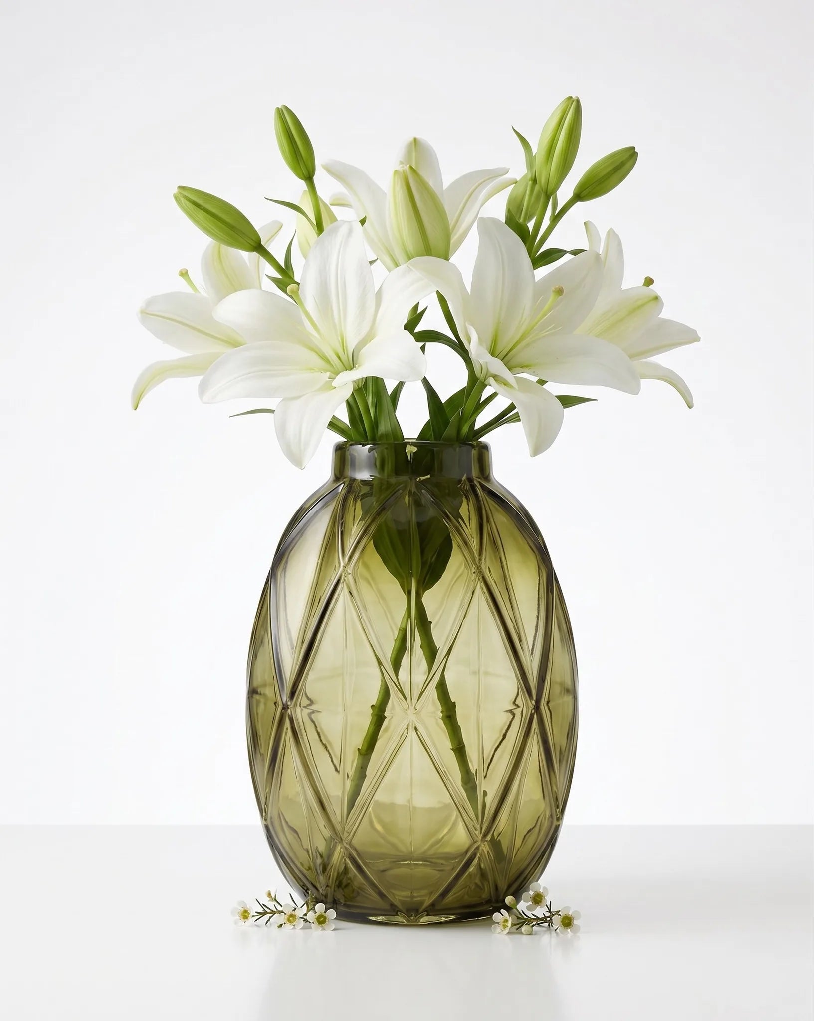 Pineapple Glass Flower Vase – Green (8")