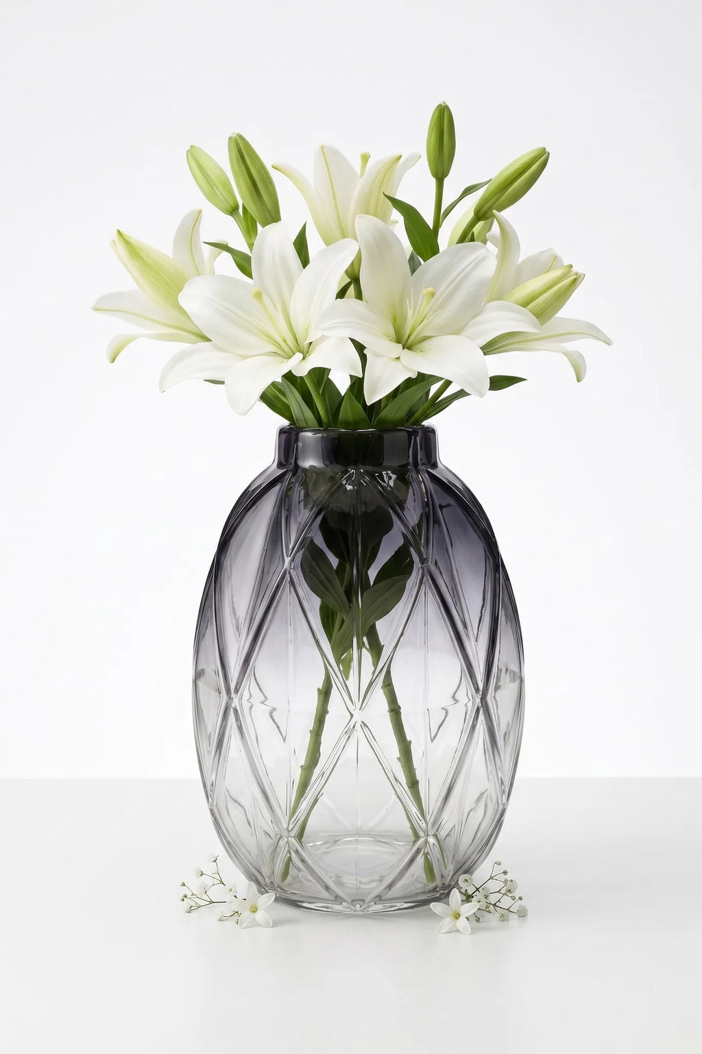 Pineapple Glass Flower Vase – Grey (8")