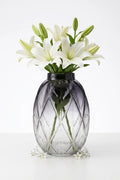 Pineapple Glass Flower Vase – Grey (8")