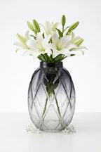 Pineapple Glass Flower Vase – Grey (8")
