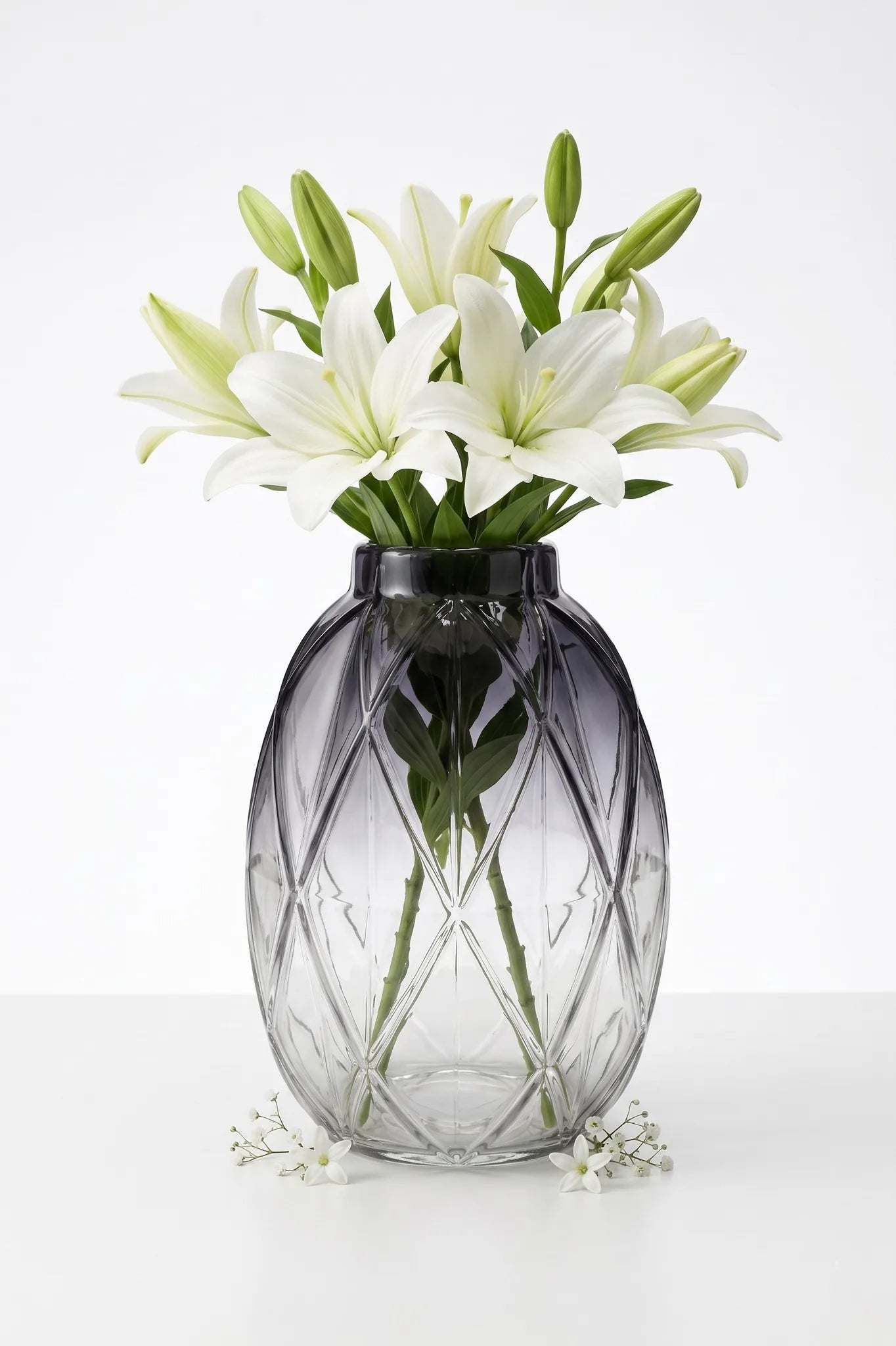 Pineapple Glass Flower Vase – Grey (8")