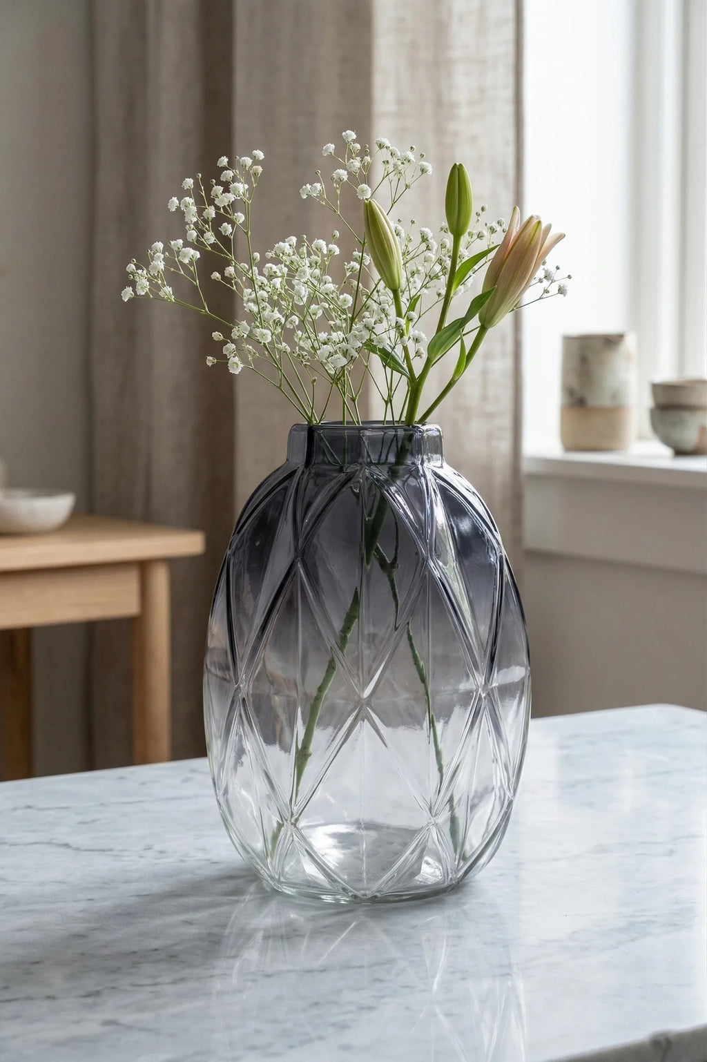 Pineapple Glass Flower Vase – Grey (8") - view 3