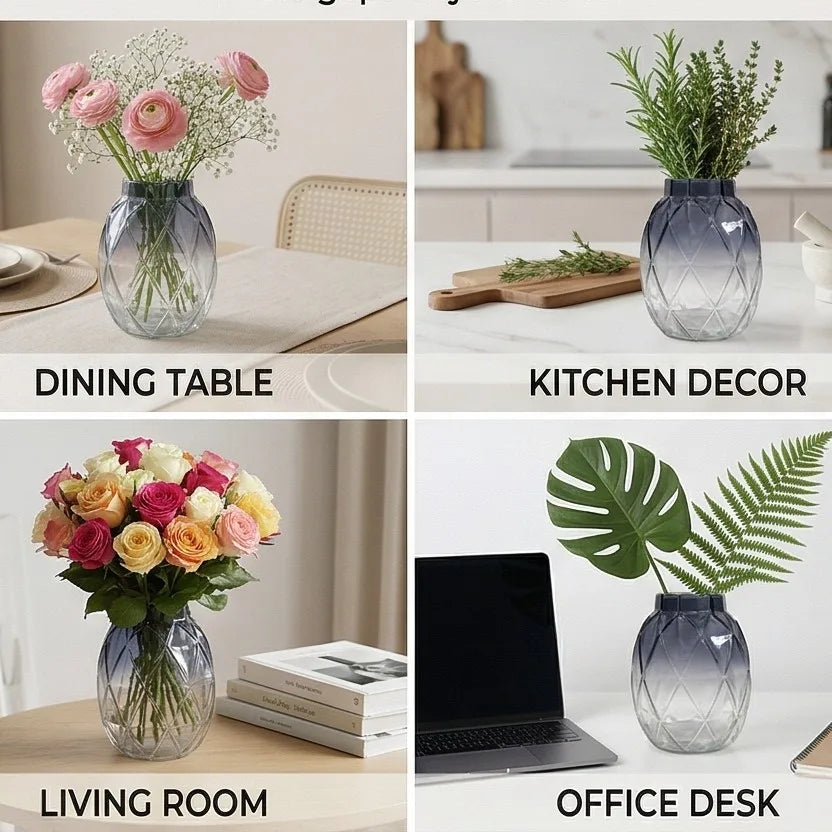 Pineapple Glass Flower Vase – Grey (8") - view 5