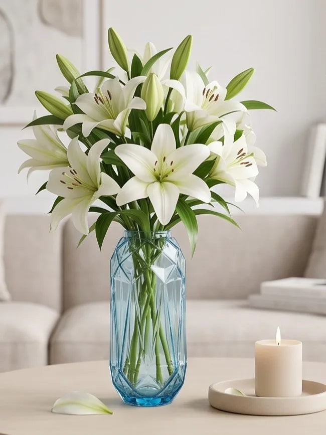 Pineapple Glass Flower Vase – Blue (12") - view 2