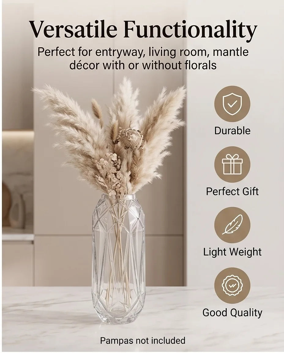 Pineapple Glass Flower Vase – Clear (12") - view 3
