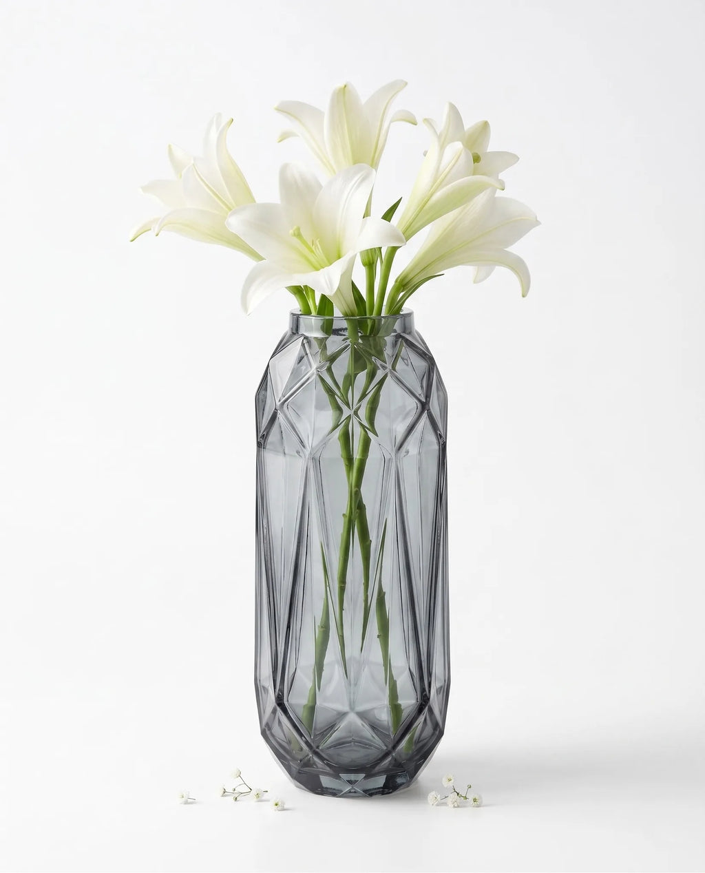 Pineapple Glass Flower Vase – Grey (12")